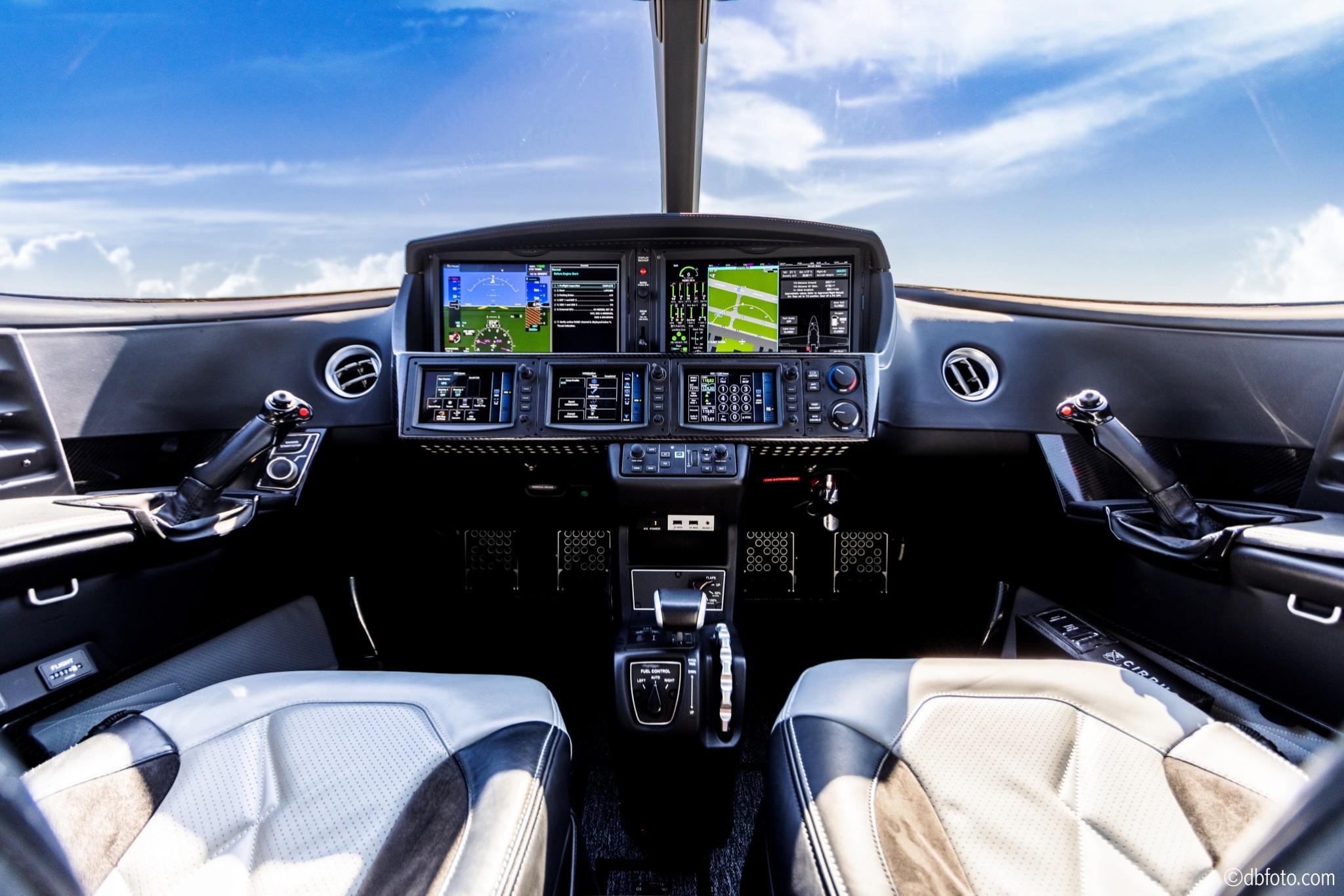 Cirrus Vision Jet flight deck with Garmin displays