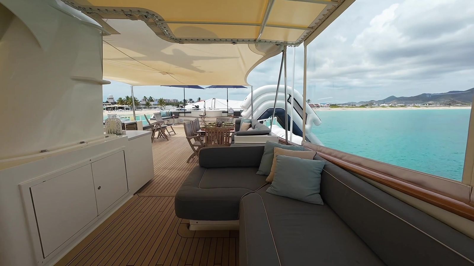 Shaded upper-deck lounge