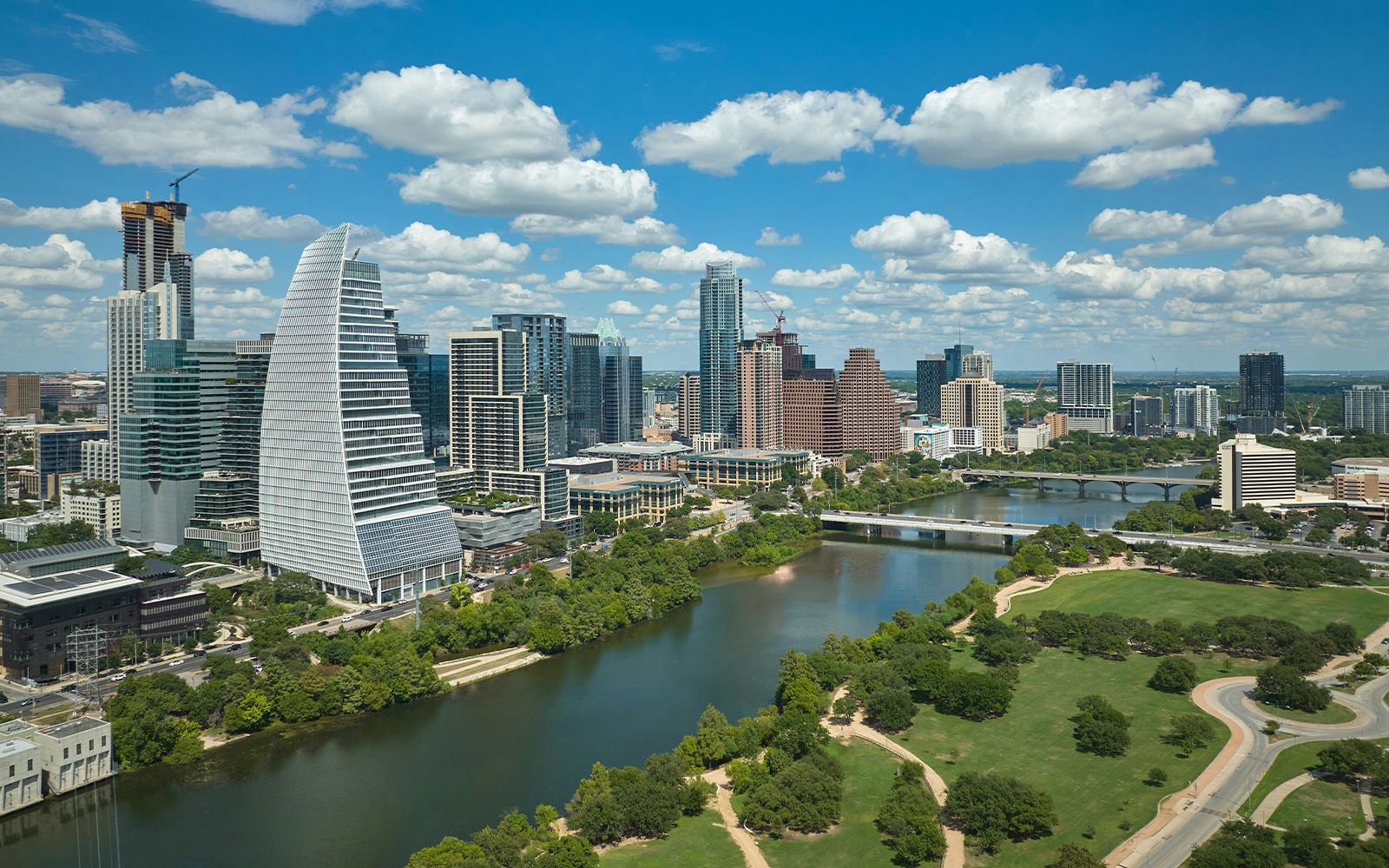 Austin skyline along Lady Bird Lake