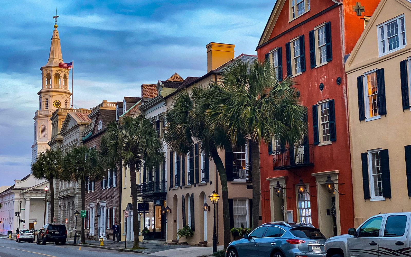 Historic Broad Street with St. Michael's Church steeple