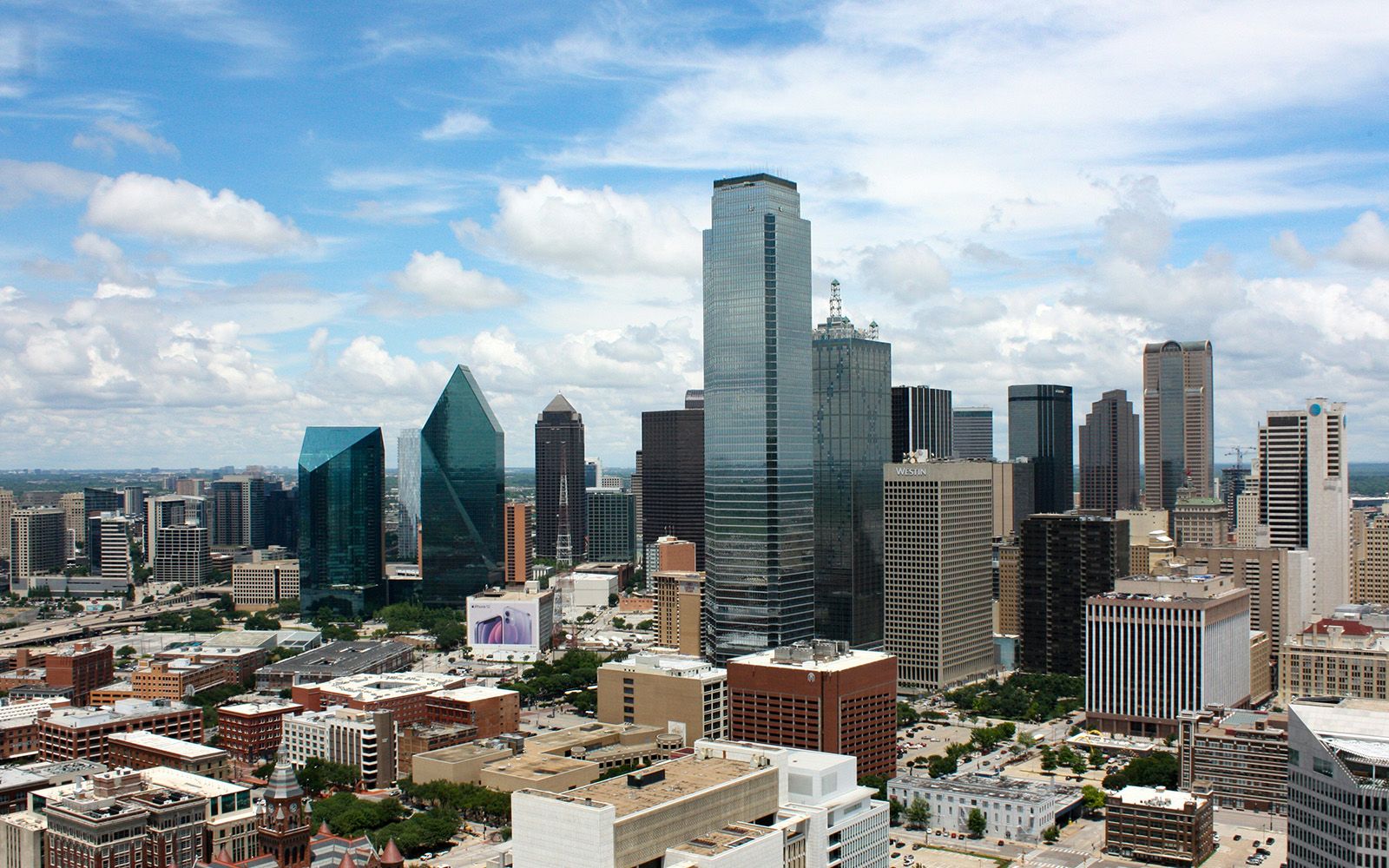 Downtown Dallas skyline from above