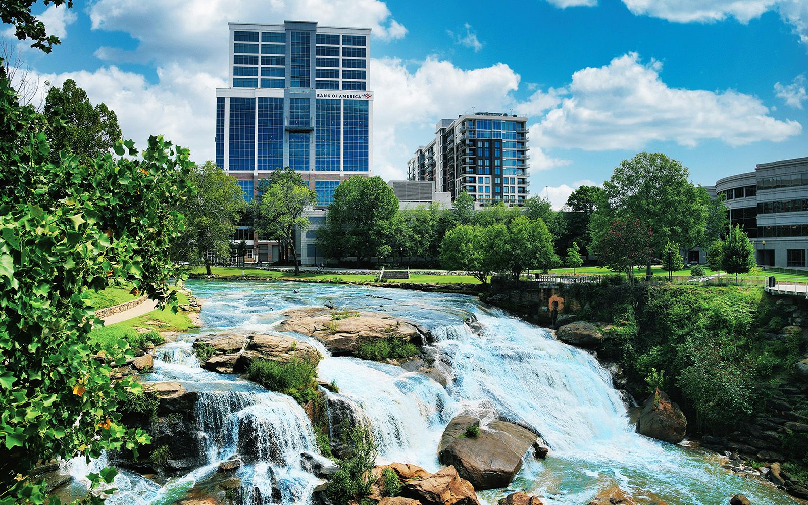 Reedy River Falls and downtown Greenville