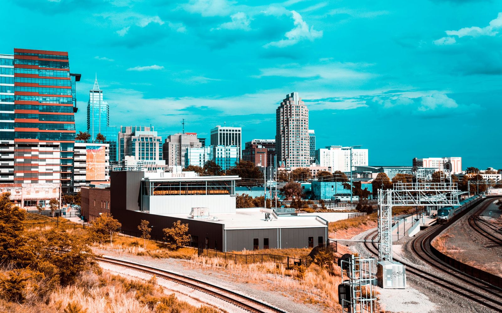 Downtown Raleigh skyline above Raleigh Union Station
