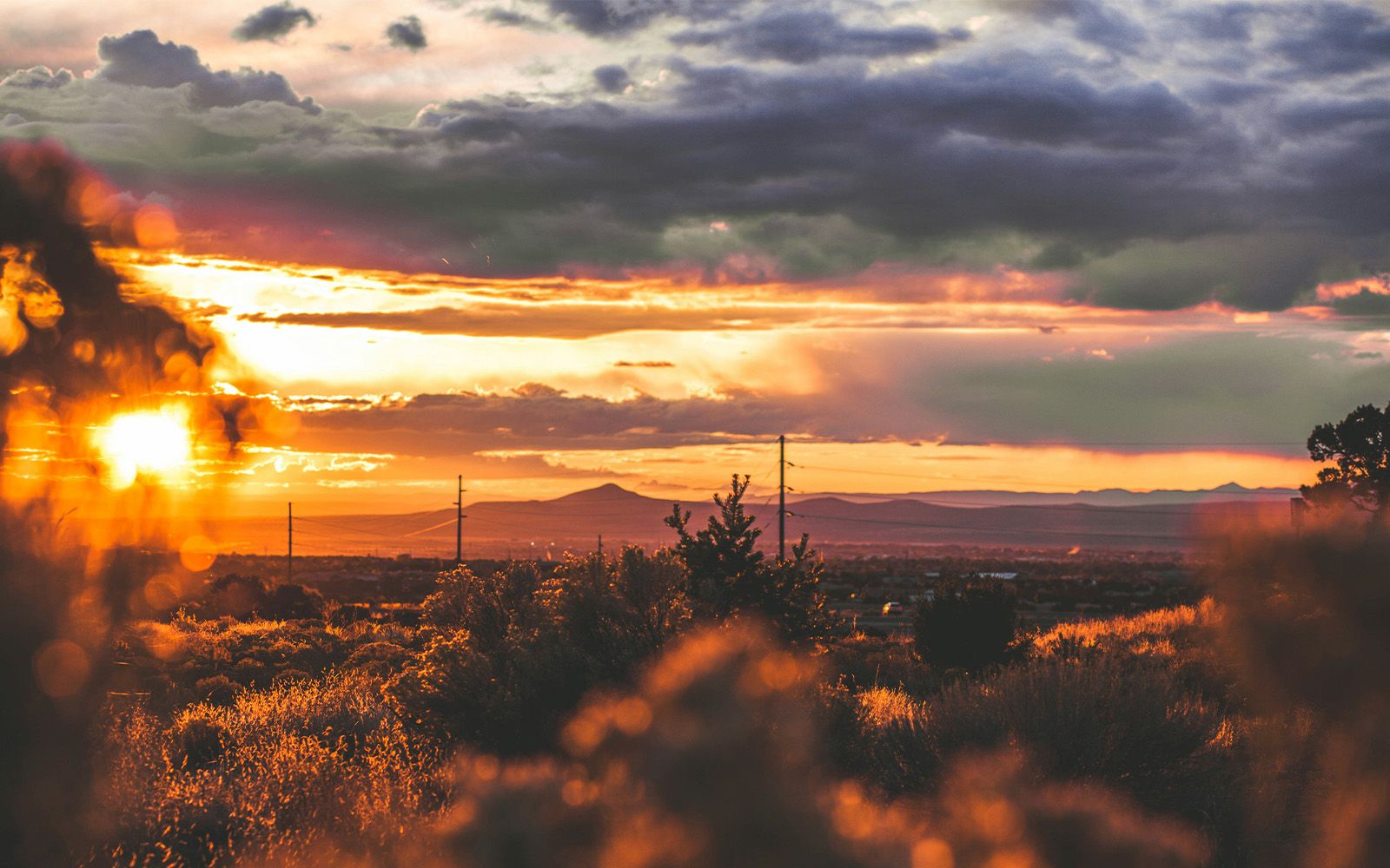 High-desert sunset over the hills near Santa Fe