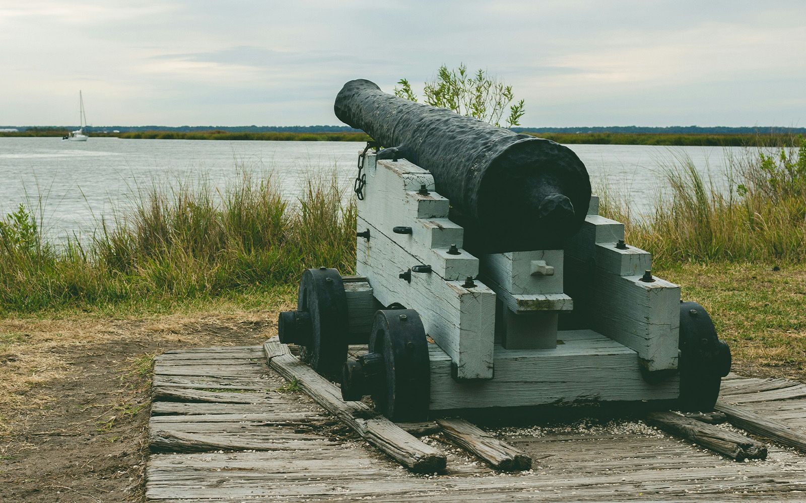 Historic cannon overlooking the marsh on St. Simons Island